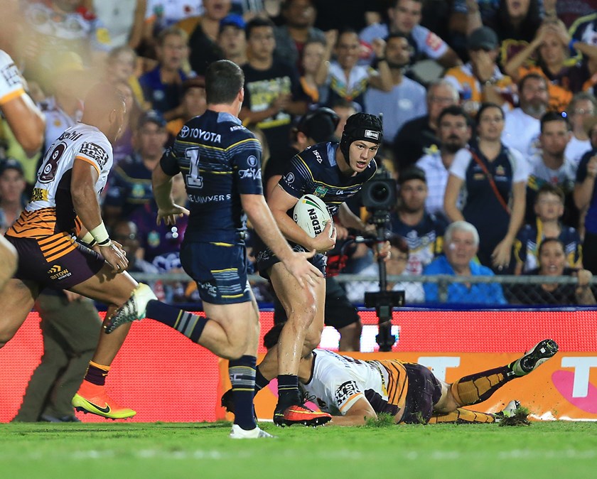 Kalyn Ponga in his NRL debut, a finals clash with Brisbane in 2016.