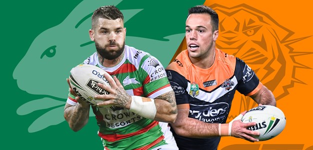 Rabbitohs v Wests Tigers: Robert Jennings in; Aloiai to start