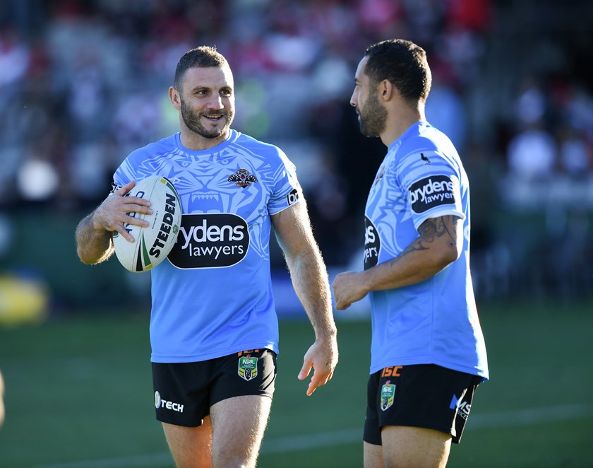 Wests Tigers hooker Robbie Farah and five-eighth Benji Marshall.