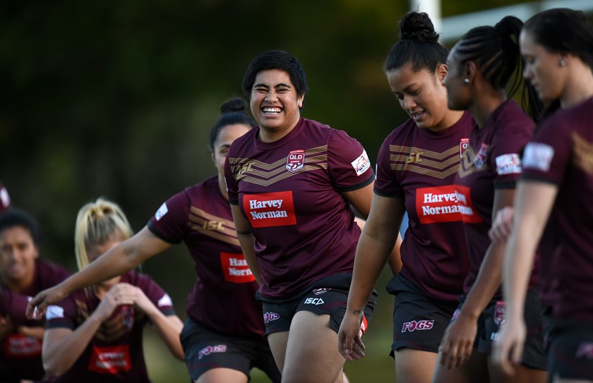 Maitua Feterika with the Queensland women's team.