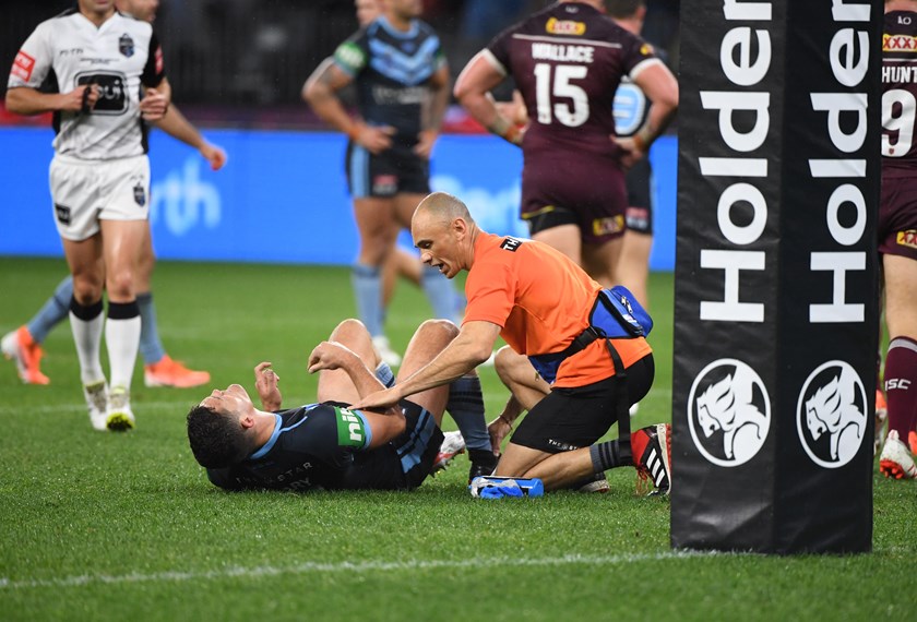 Injured NSW halfback Nathan Cleary.