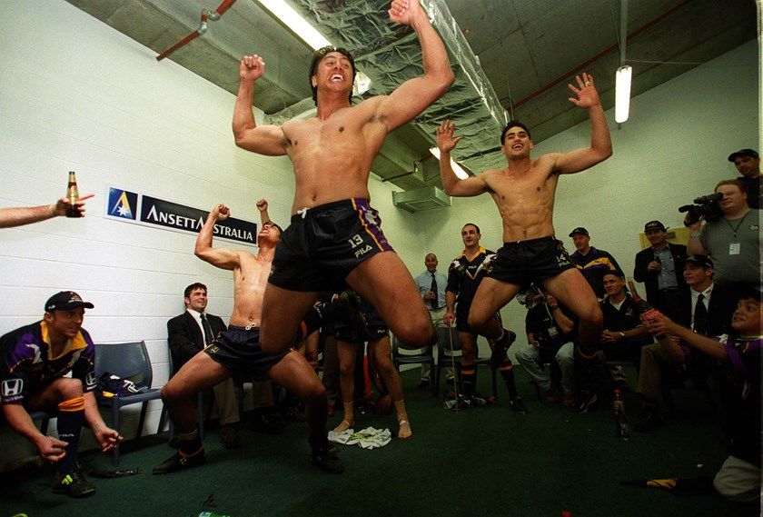 Tawera Nikau leads a celebratory haka.