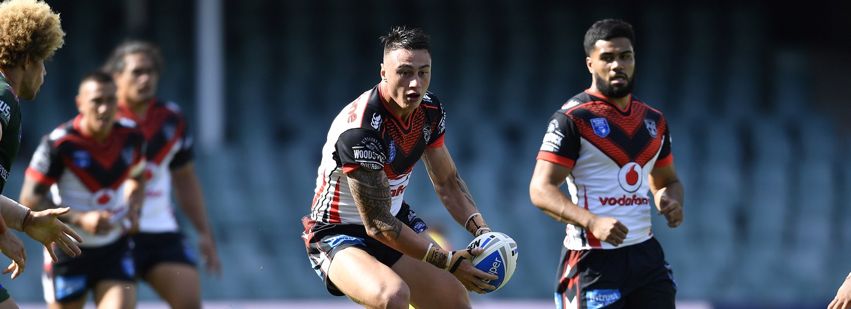 Charnze Nicoll-Klokstad in action for the Warriors' Intrust Super Premiership NSW team in 2018.