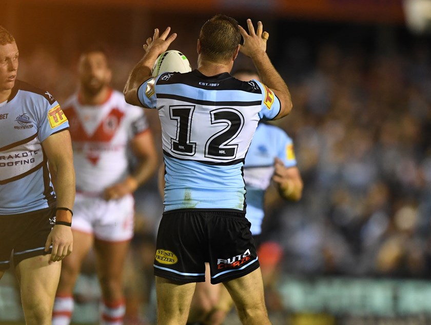 Wade Graham tries to catch the ball in the lead-up to Bronson Xerri's try.