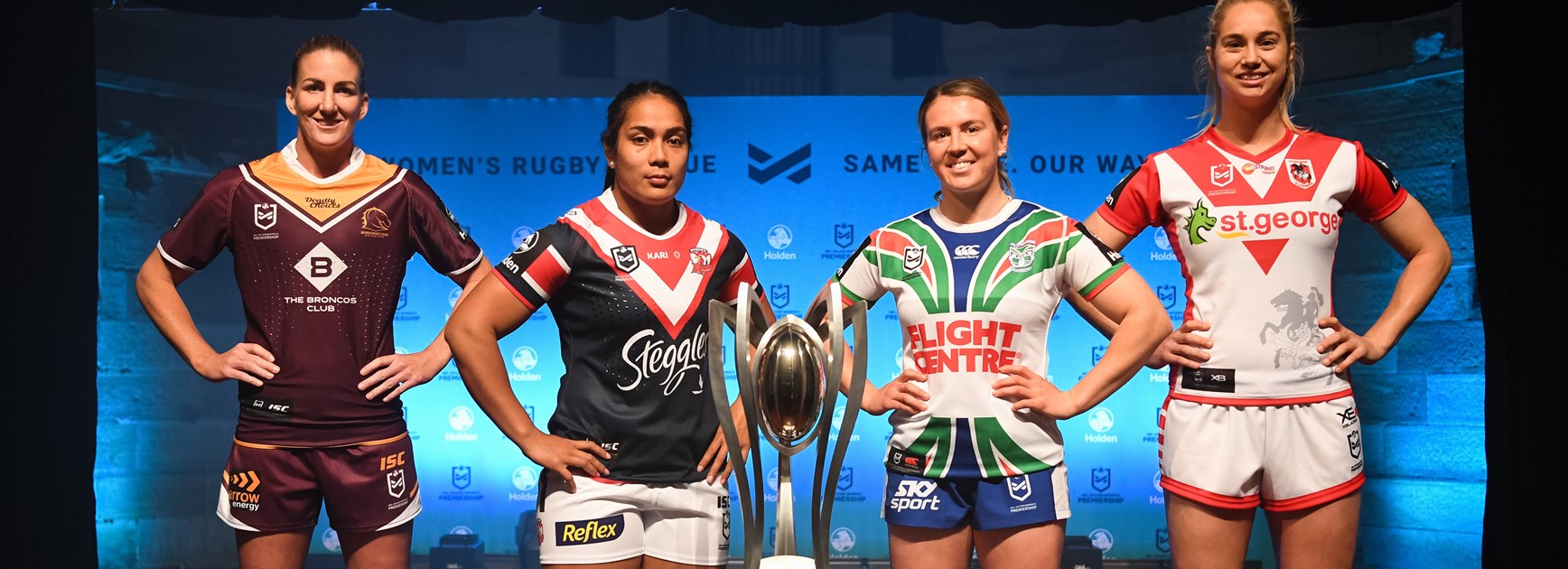 Ali Brigginshaw, Simaima Taufa, Georgia Hale and Kezie Apps at the NRLW season launch.