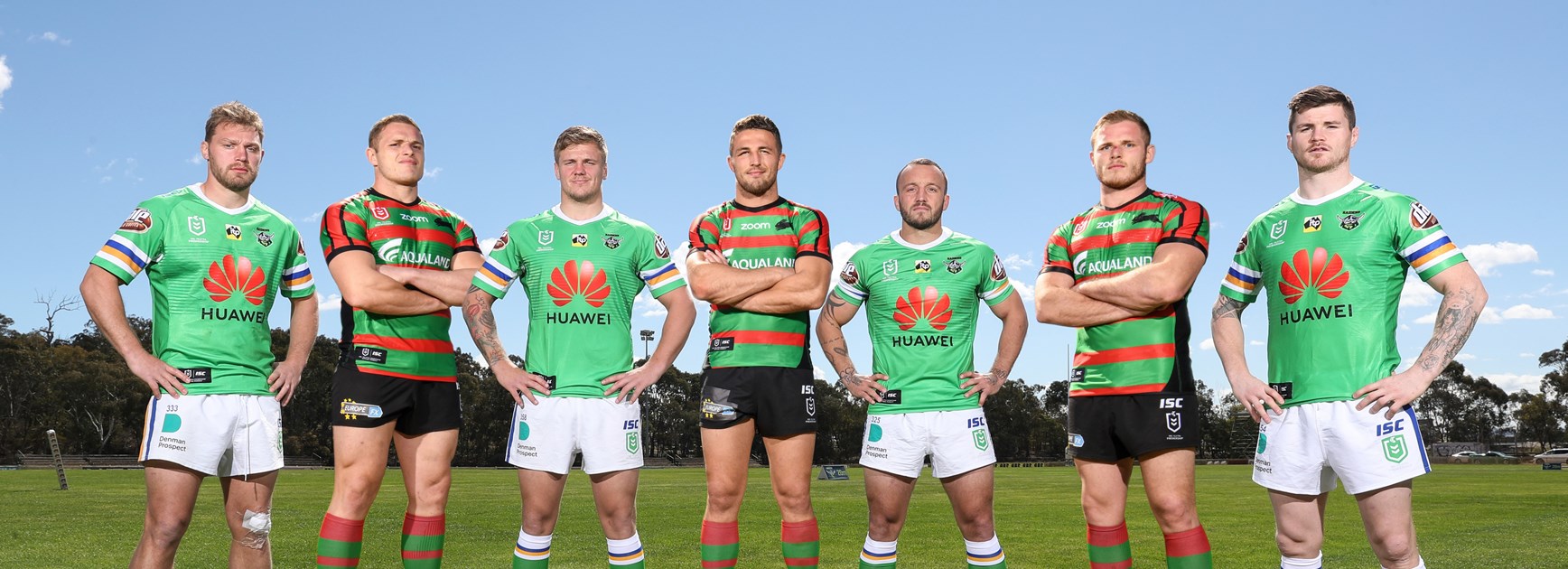 The Raiders' British quartet and South Sydney's Burgess brothers. (Photo digitally altered.)