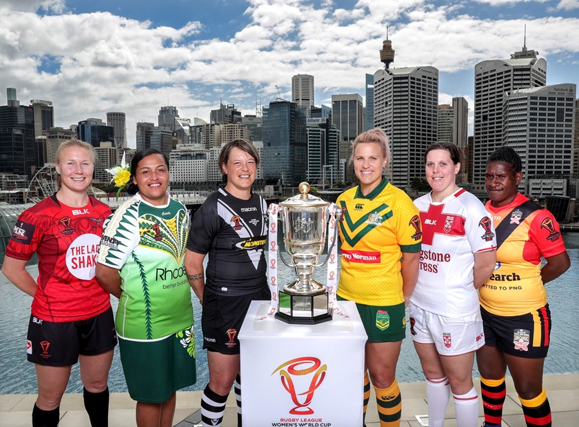 Players from the six women's teams at the 2017 World Cup.