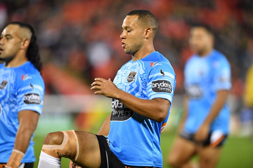 Wests Tigers captain Moses Mbye.