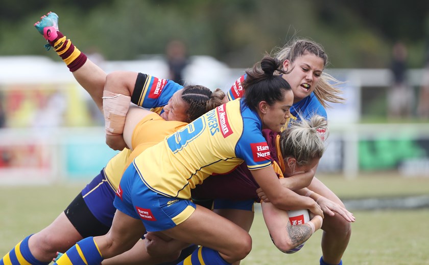 Shontelle Stowers (3) makes a tackle for NSW City in the final against NSW Country