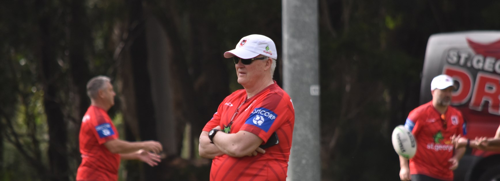 Anthony Griffin watches over Dragons training.