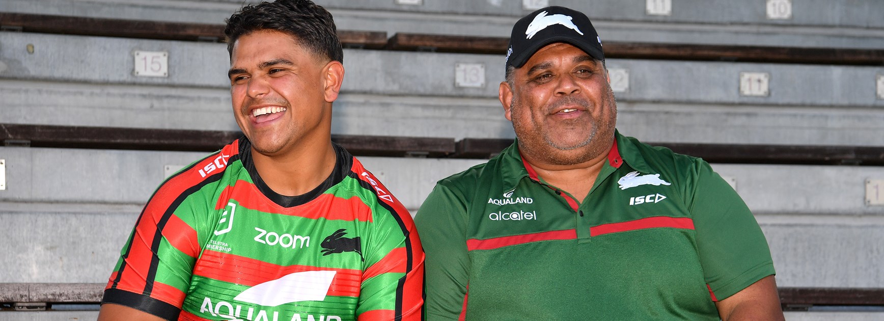 Latrell Mitchell and his father Matt.