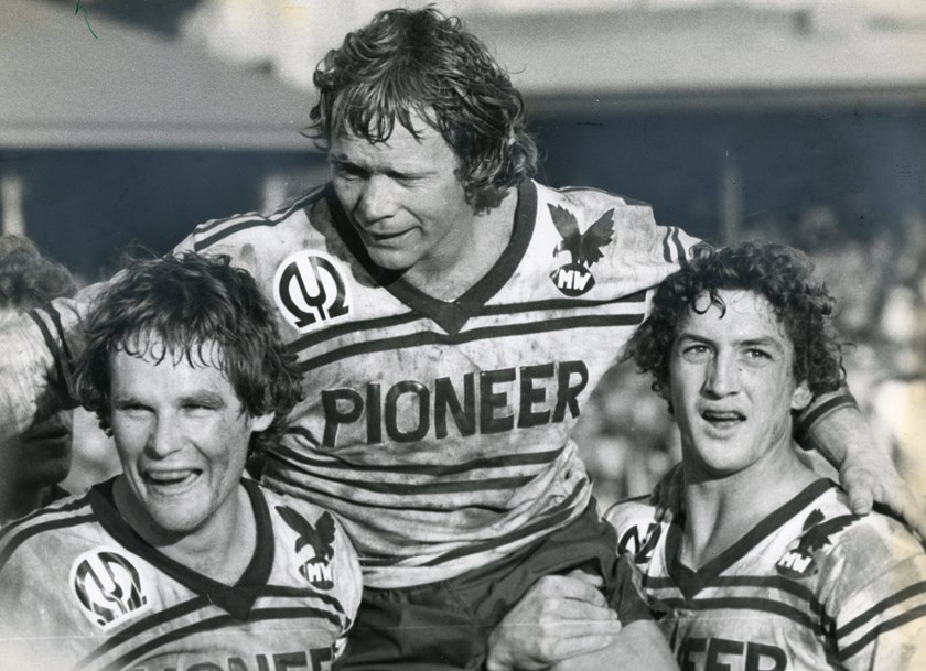 A triumphant Bob Fulton is chaired off by his Manly teammates after the 1976 grand final.