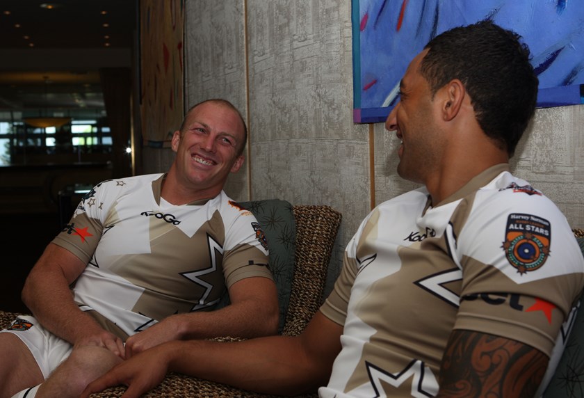 Darren Lockyer and Benji Marshall during NRL All Stars camp in 2010.