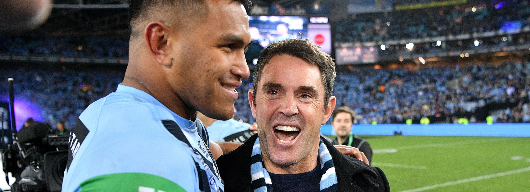 Daniel Saifiti with Brad Fittler in 2019.