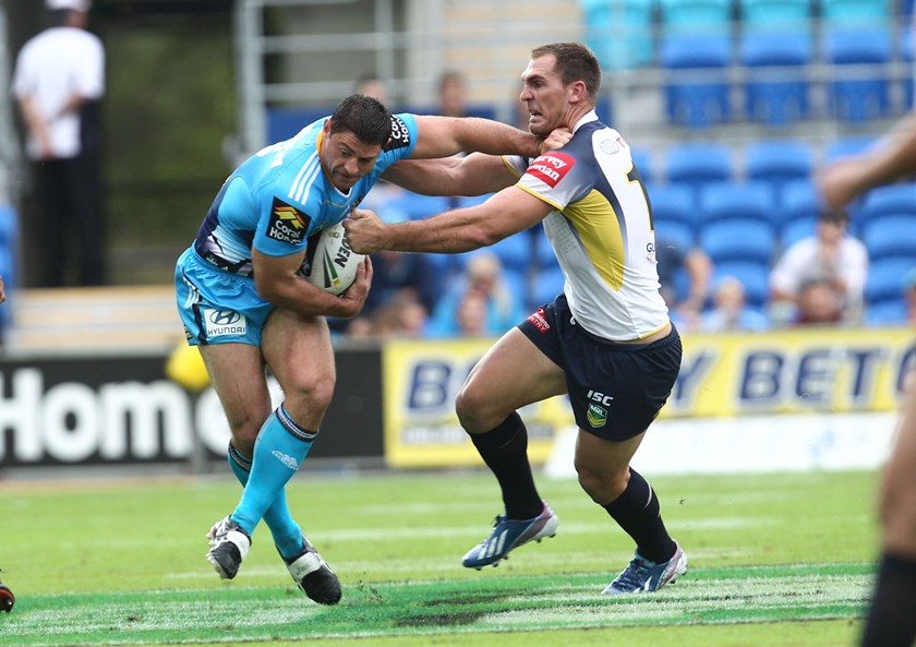 Mark Minichiello playing for the Titans in 2013.