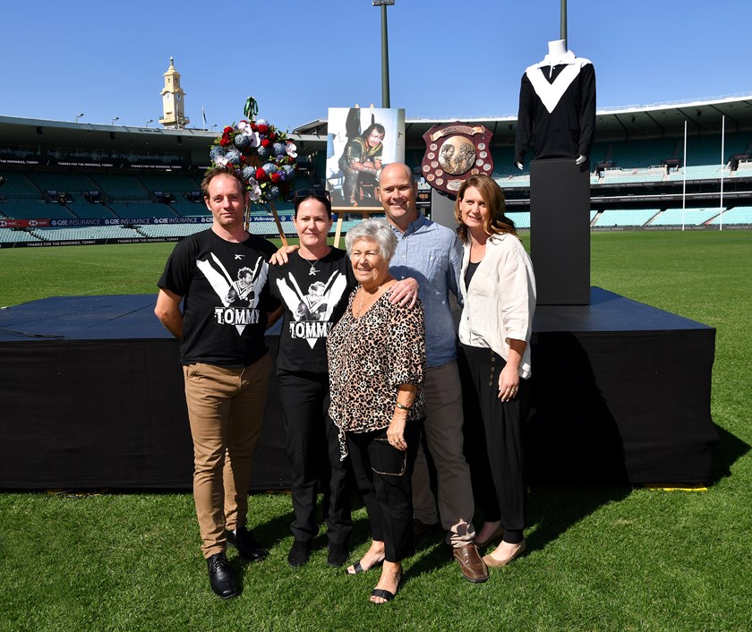 Tom Raudonikis' family at the SCG for the legendary halfback's memorial service.