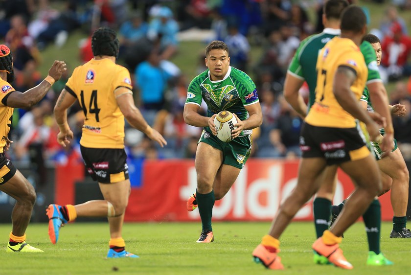 Esan Marsters featuring for the Cook Islands in 2017.