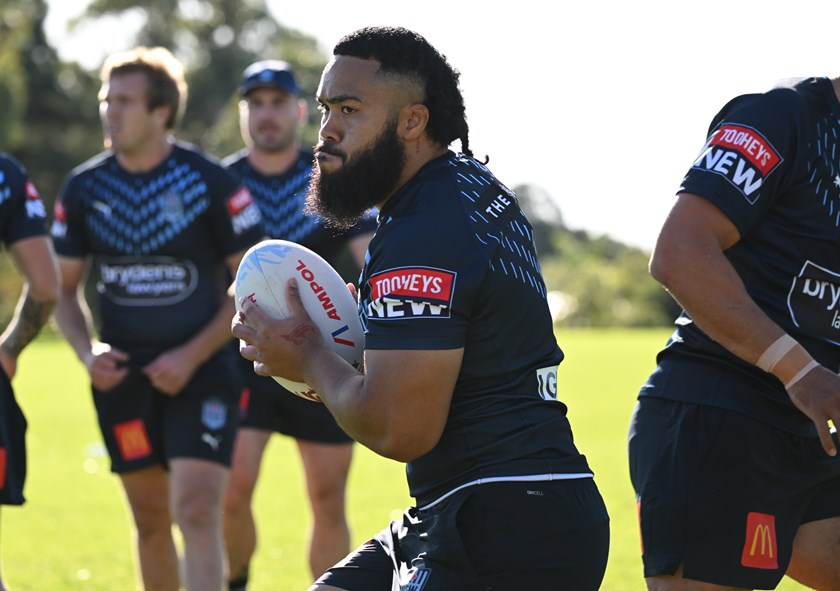 Siosifa Talakai preparing for his Origin debut in Perth earlier this week.