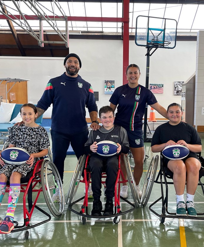 Kiwis internationals Ruben Wiki and Charlotte Scanlan have been supporting the growth of wheelchair rugby league in New Zealand.