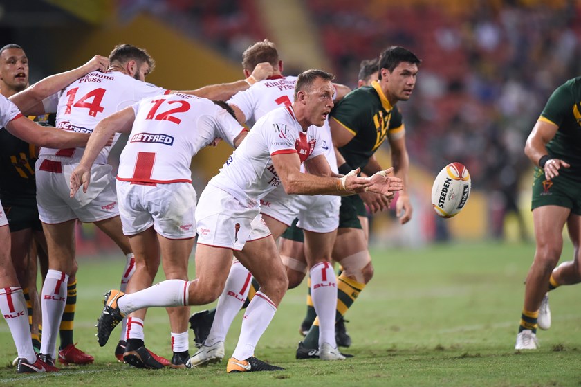 Roby breaks from a scrum in the 2017 World Cup final against Australia 