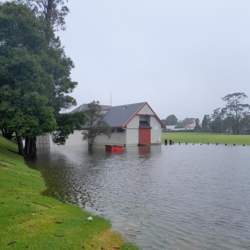 Flooding at Auckland's Cornwall Park rugby league grounds. Photo: ARL