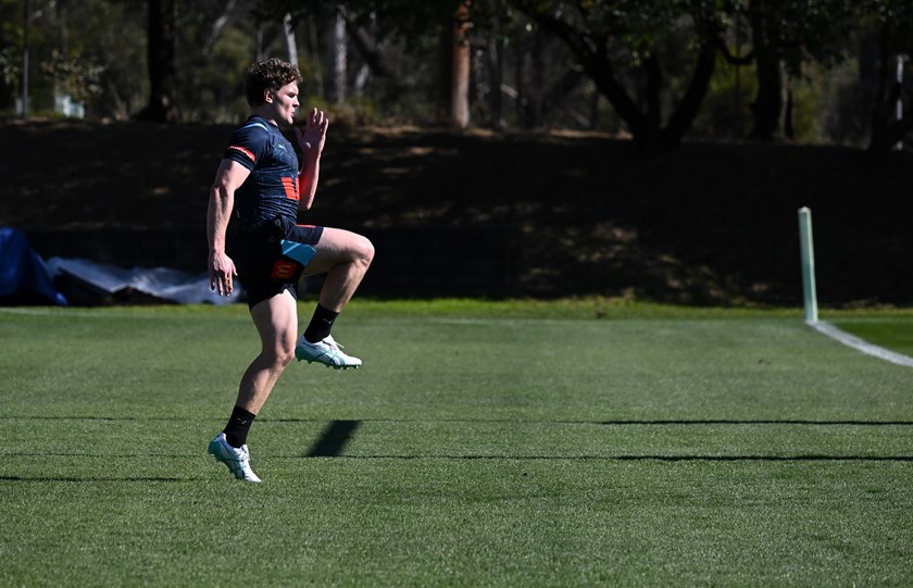 Liam Martin trained alone as he worked on his injured hamstring at NSW training.