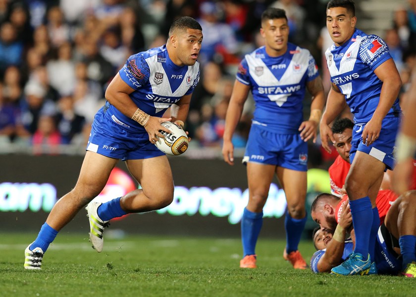 John Asiata on Test debut for Samoa against Tonga in 2016.