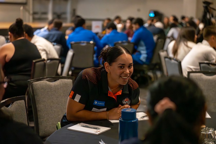 Wests Tigers and Fetu Samoa forward Claudia Brown at the club's Pasifika Youth Summit.