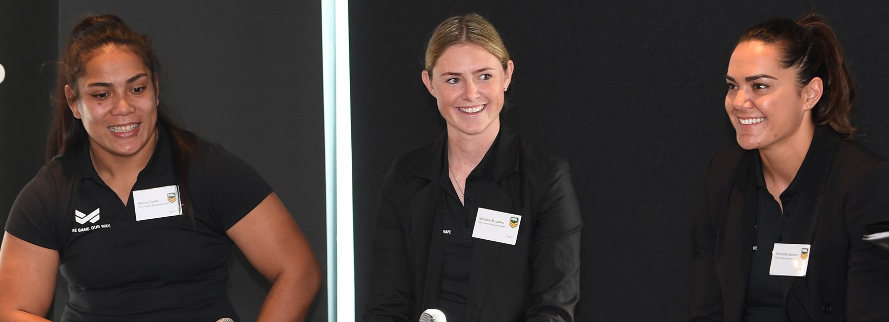 Jillaroos Simaima Taufu, Maddie Studdon, Shontelle Stowers.